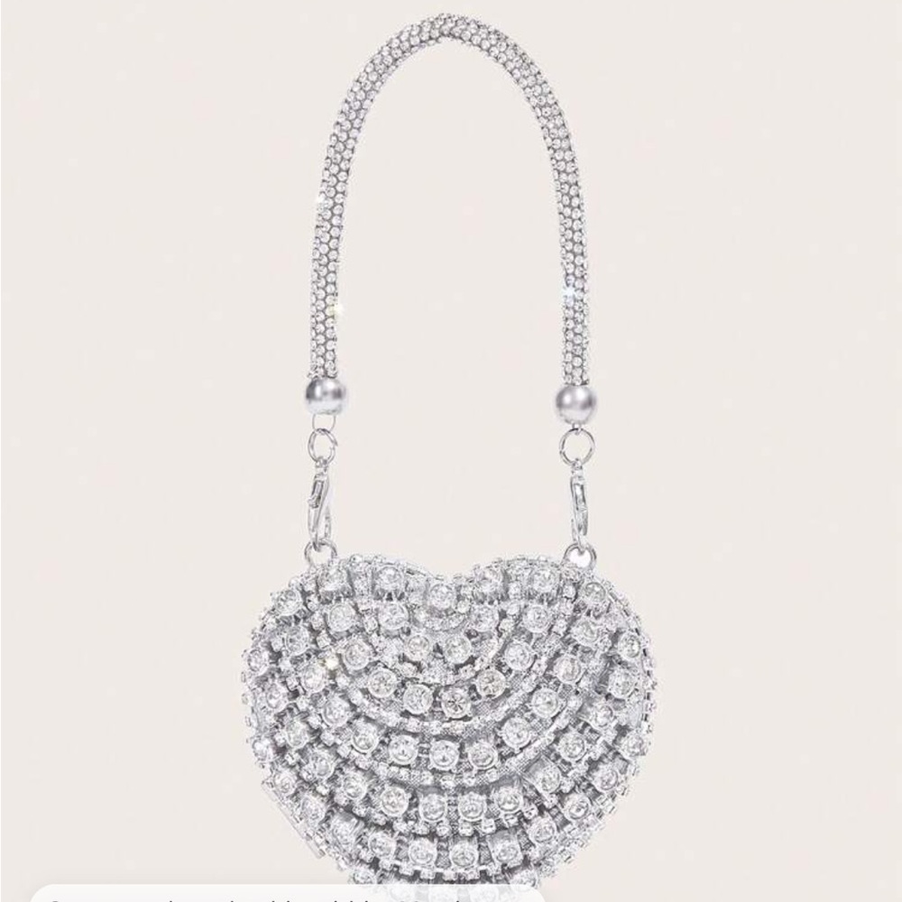 Silver Heart-Shaped Crystal Bag - Picture 2 of 9